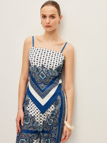 Şık Arka Bağlama Baskılı Pantolon Takımı