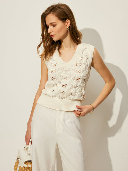 Şık Krokodil Çiçekli V-Yaka Süveter