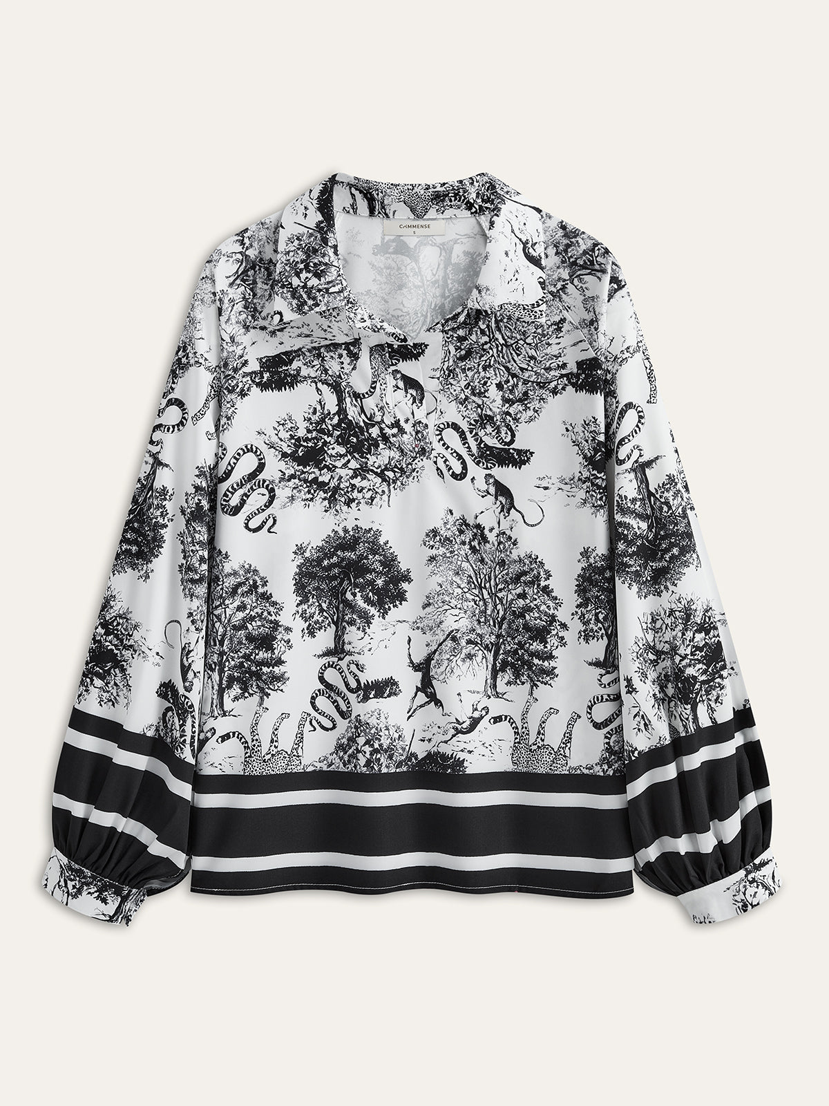 Şık Çizgili Kenarlı Baskılı Pantolon Takımı