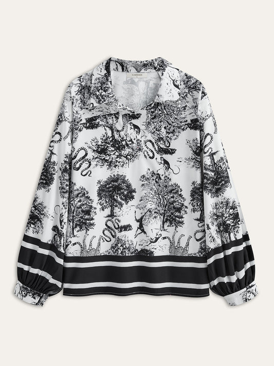 Şık Çizgili Kenarlı Baskılı Pantolon Takımı