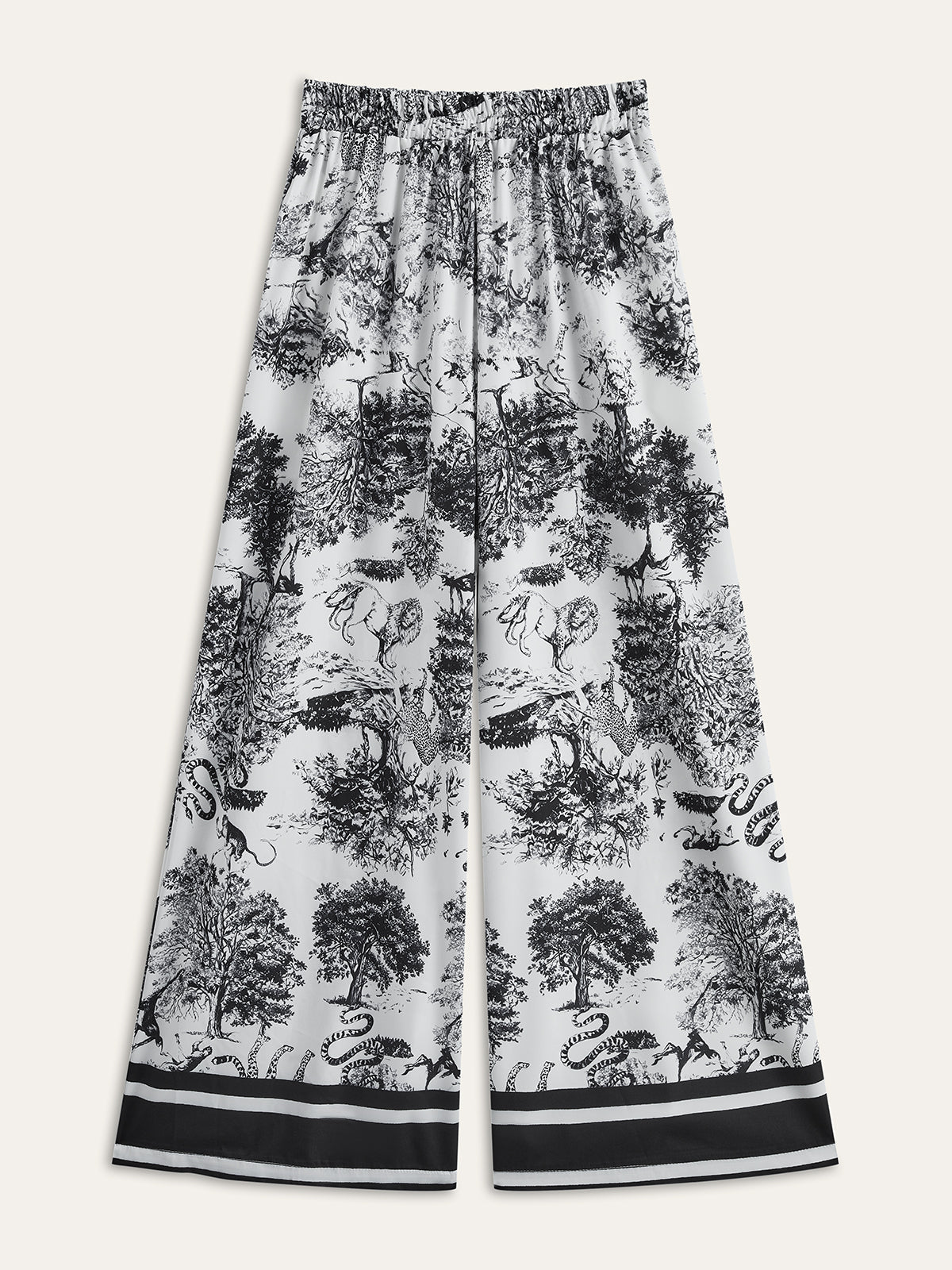 Şık Çizgili Kenarlı Baskılı Pantolon Takımı