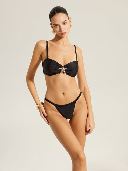 Altın Yıldız Denizkızı Bikini Takımı ve Şık Pareo Etek