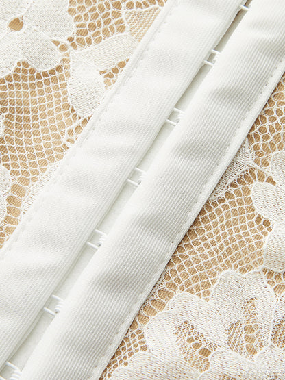 Ensemble de corset topless floral en encaje con diseño ajustado