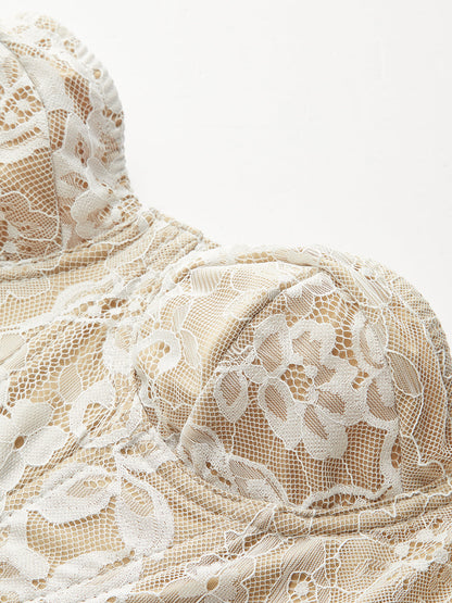 Ensemble de corset topless floral en encaje con diseño ajustado