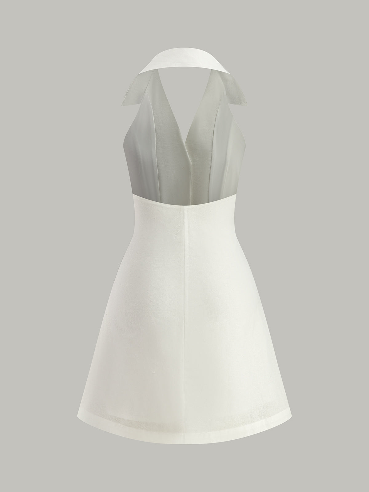 Mini Düğmeli Dekolte Yaka Halter Elbise