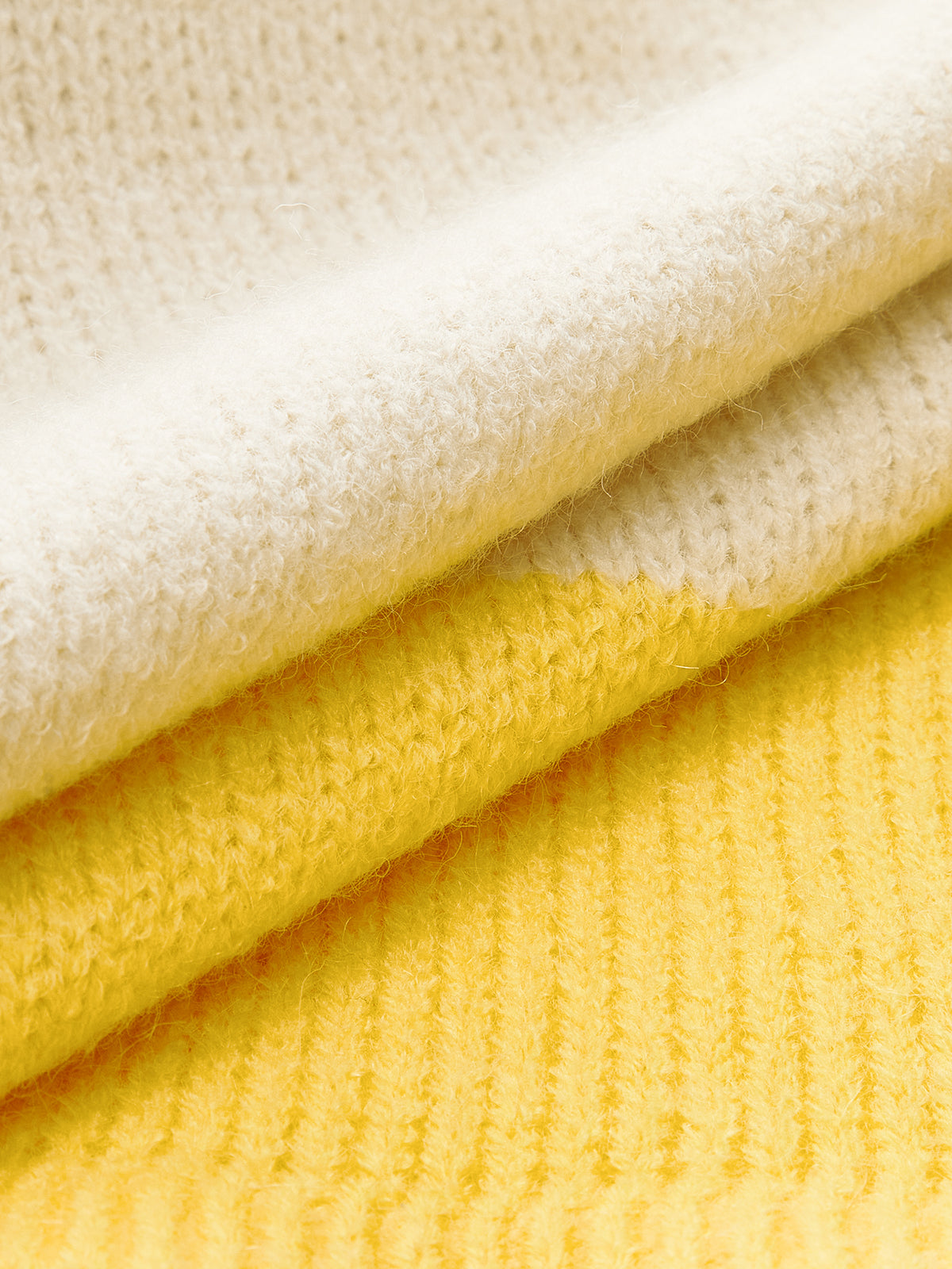 Örgü Renk Bloklu Süveter Yelek Sarı Kolsuz