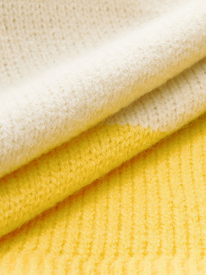 Örgü Renk Bloklu Süveter Yelek