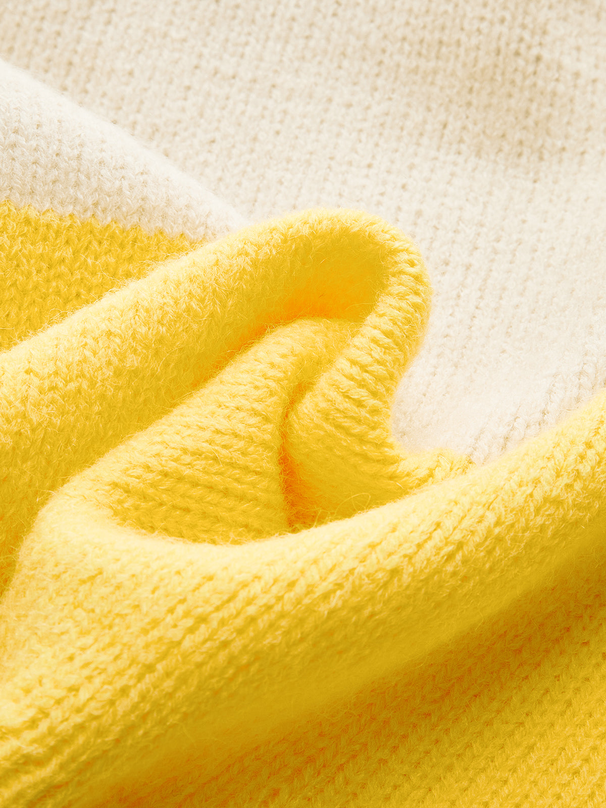 Örgü Renk Bloklu Süveter Yelek Sarı Kolsuz