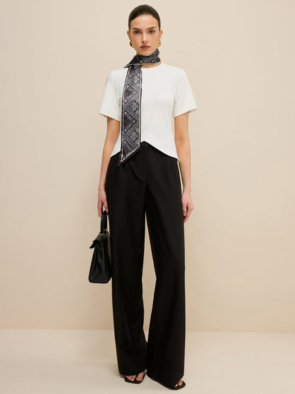 Düzensiz Hem Tişört ve İpek Fular