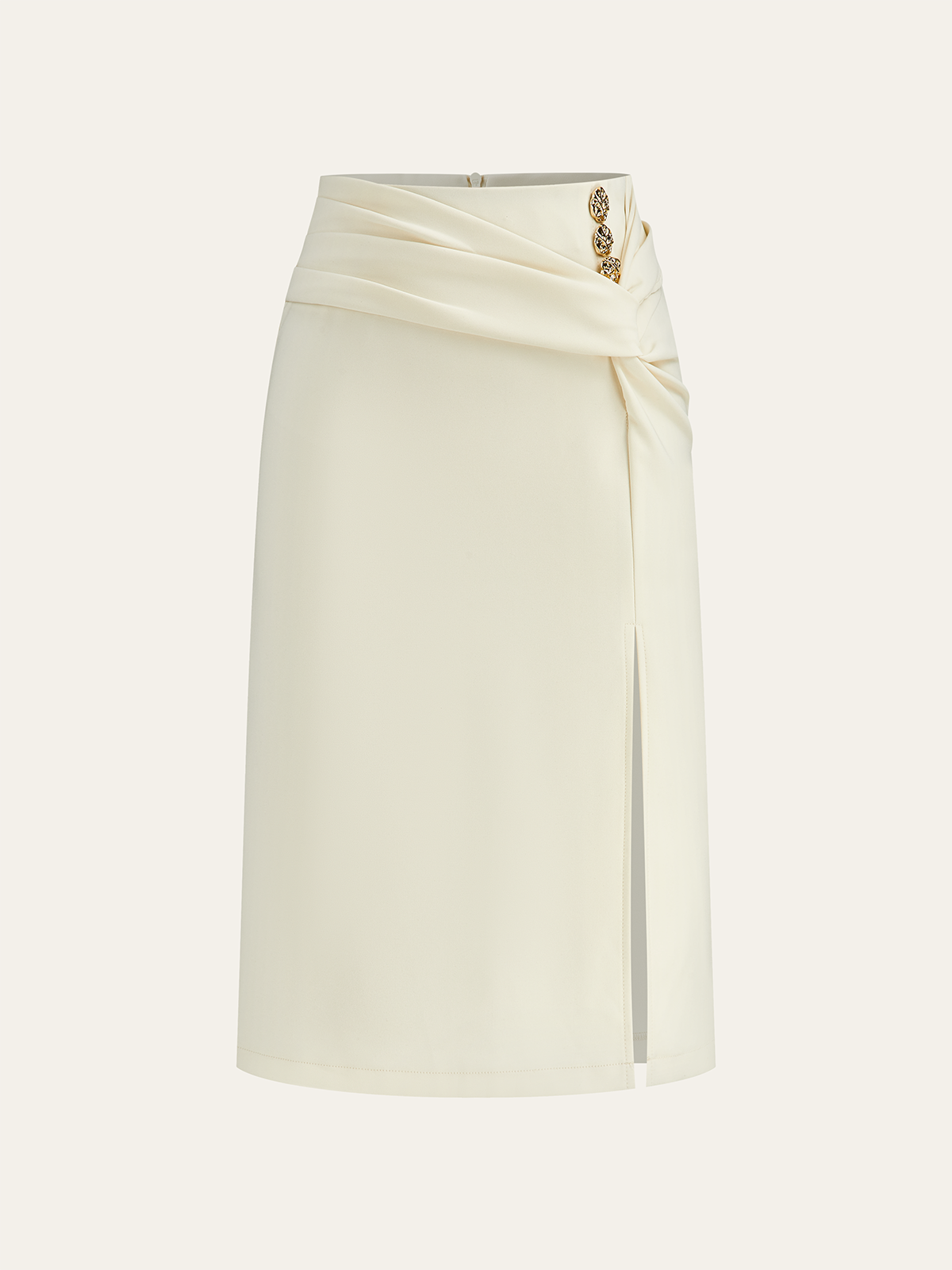 Metal Detay Yırtmaçlı Midi Etek