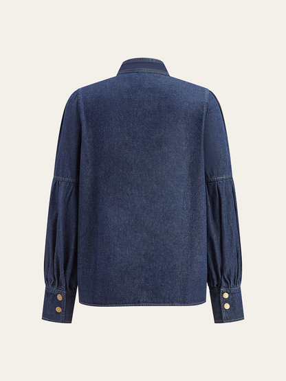 Kravat Yakalı Kot Gömlek