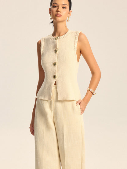 Kroşe Kenar Kanıtlı Örgü Yelek