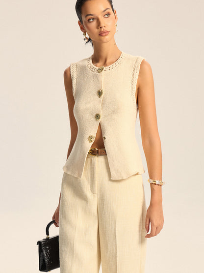 Kroşe Kenar Kanıtlı Örgü Yelek