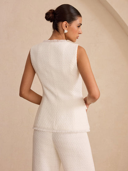 Kadife Püsküllü Düğmeli Yelek