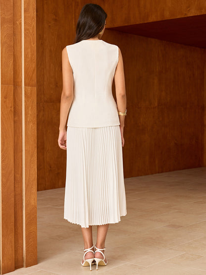 Lastikli Bel Pilili Midi Etek