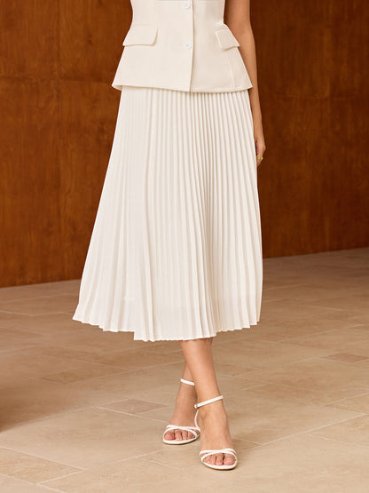 Lastikli Bel Pilili Midi Etek