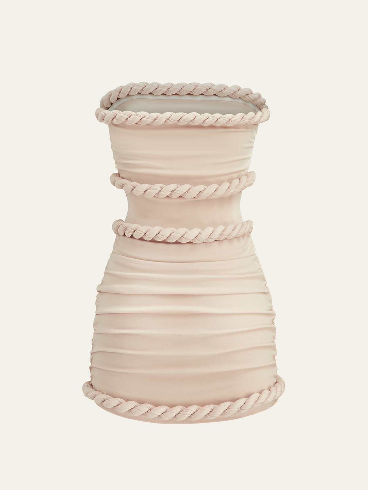 Örgülü İp Detaylı Korse Çizgili Askısız Elbise