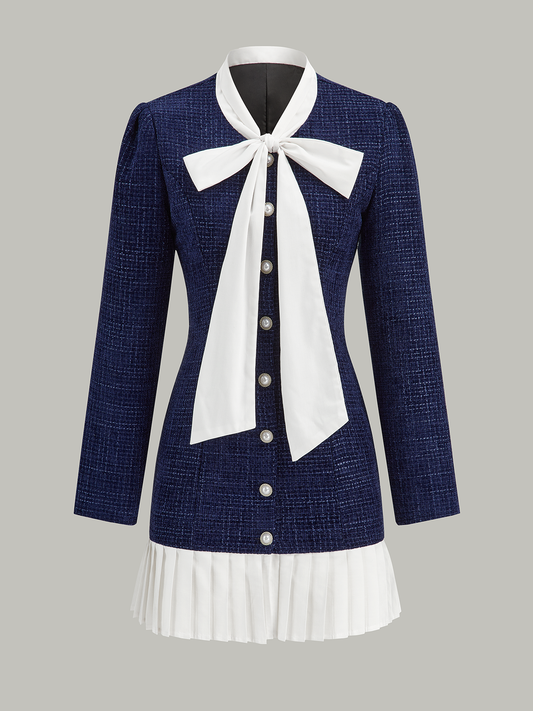 Pileli Kenar Fiyonklu Yaka Kadife Mini Büstiyer