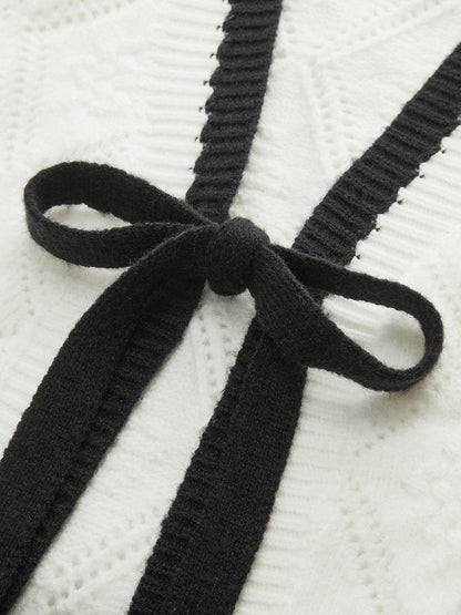 Şık Görünüm İçin Trend Renkli Kenar Detaylı Bağcıklı Örme Hırka