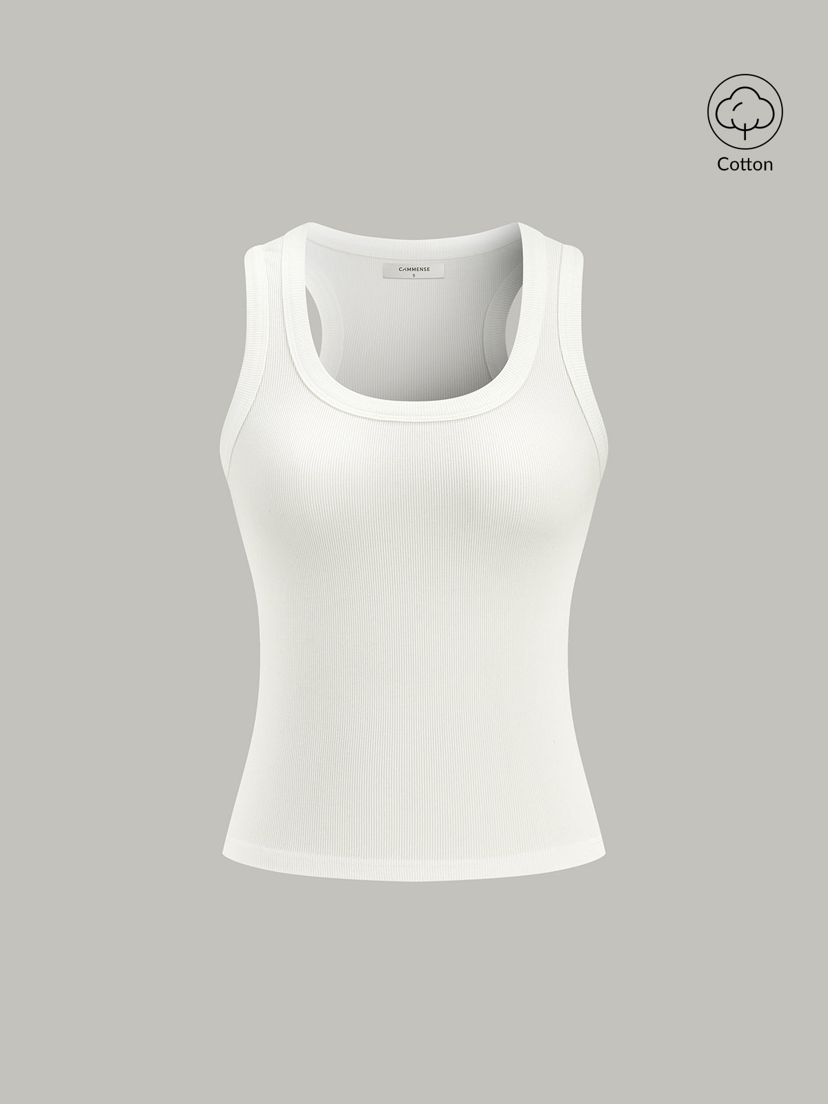 Çizgili Örgülü Bisiklet Yaka Kolsuz Üst Beyaz