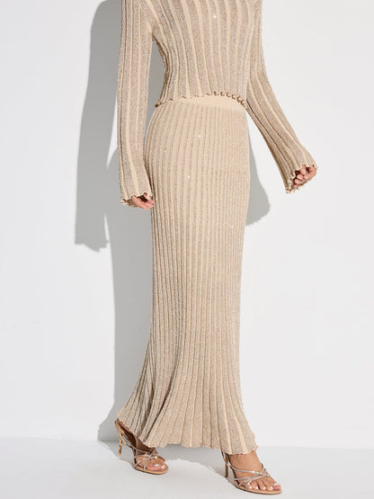 Parıltılı Doku Üstü ve Maksı Etek Takımı