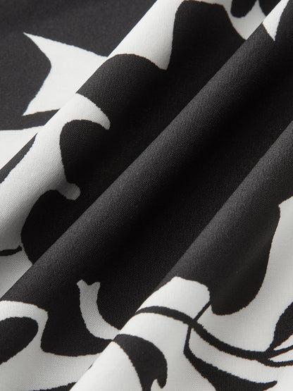 Fırfırlı Boynuk Kuşaklı Çiçek Desenli Maxi Elbise