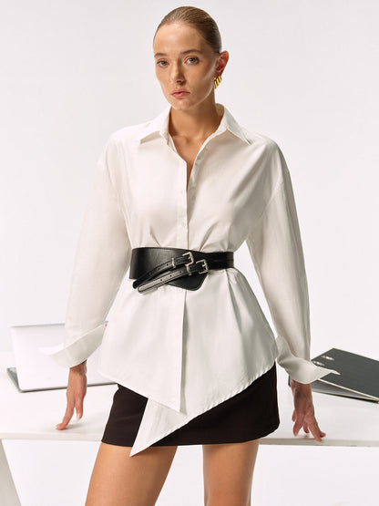 Geniş PU Deri Çift Tokalı Kemer Şık ve Rahat Stili İçin