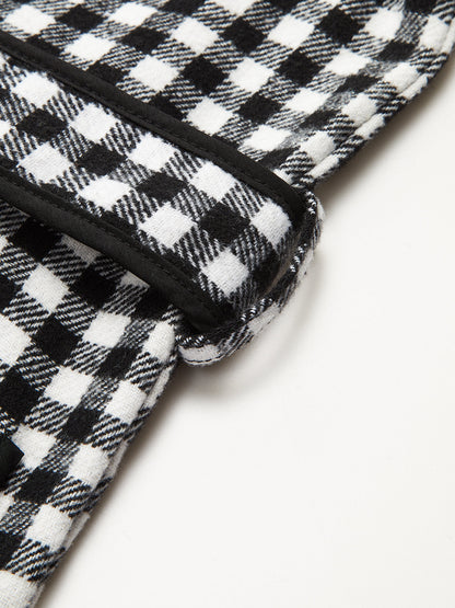 Kemerli Kareli Yaka Ceket