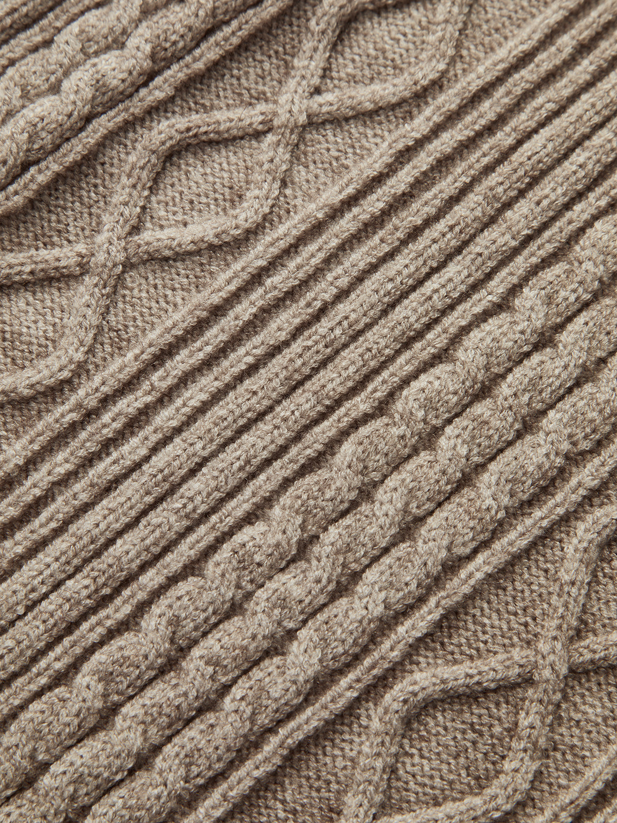 Orta Bel Bağcıklı Kablo Örgü Pantolon Kahverengi Triko