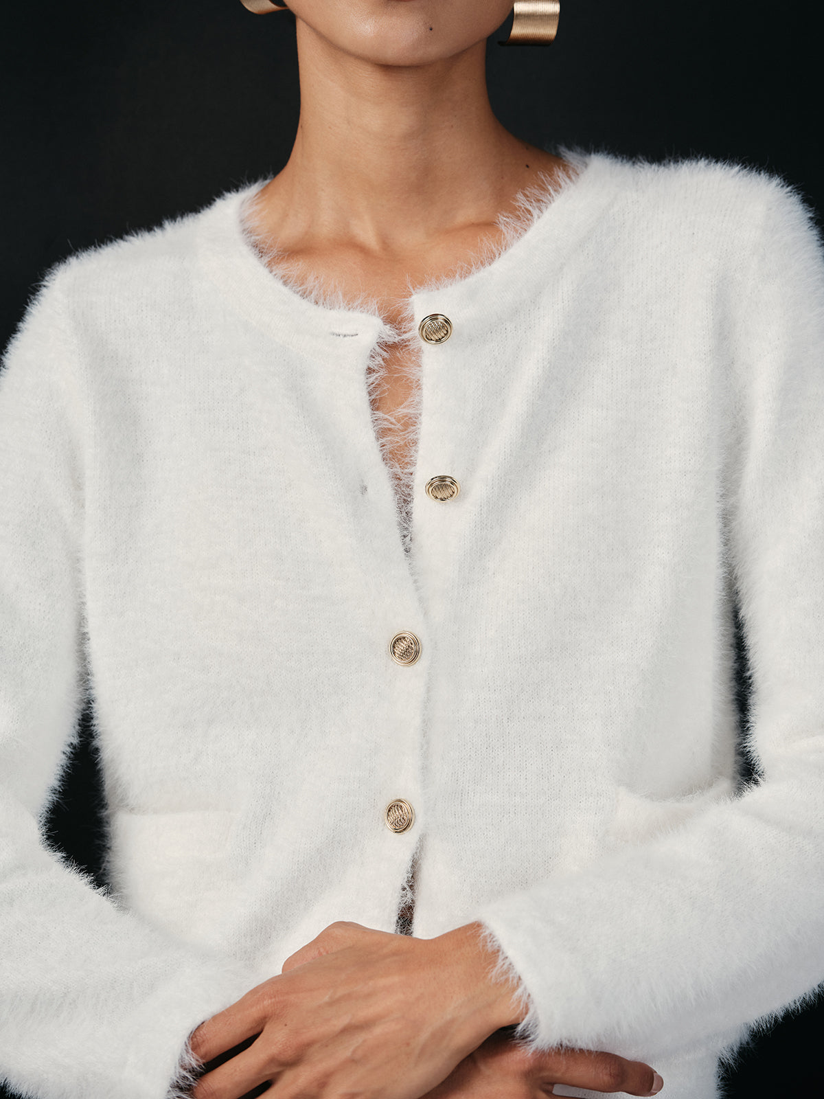 Füslü Metal Düğmeli Hırka ve Etek Takımı