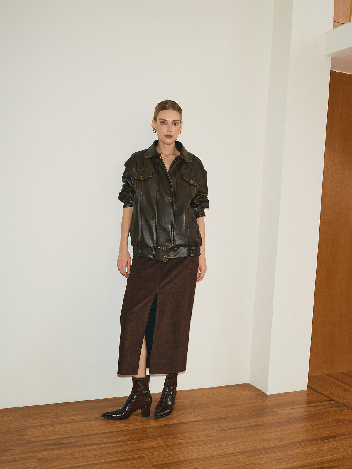 Şık Kadınlar ve Erkekler Lapele PU Deri Ceket - Trendy Bir Görünüm İçin Mükemmel