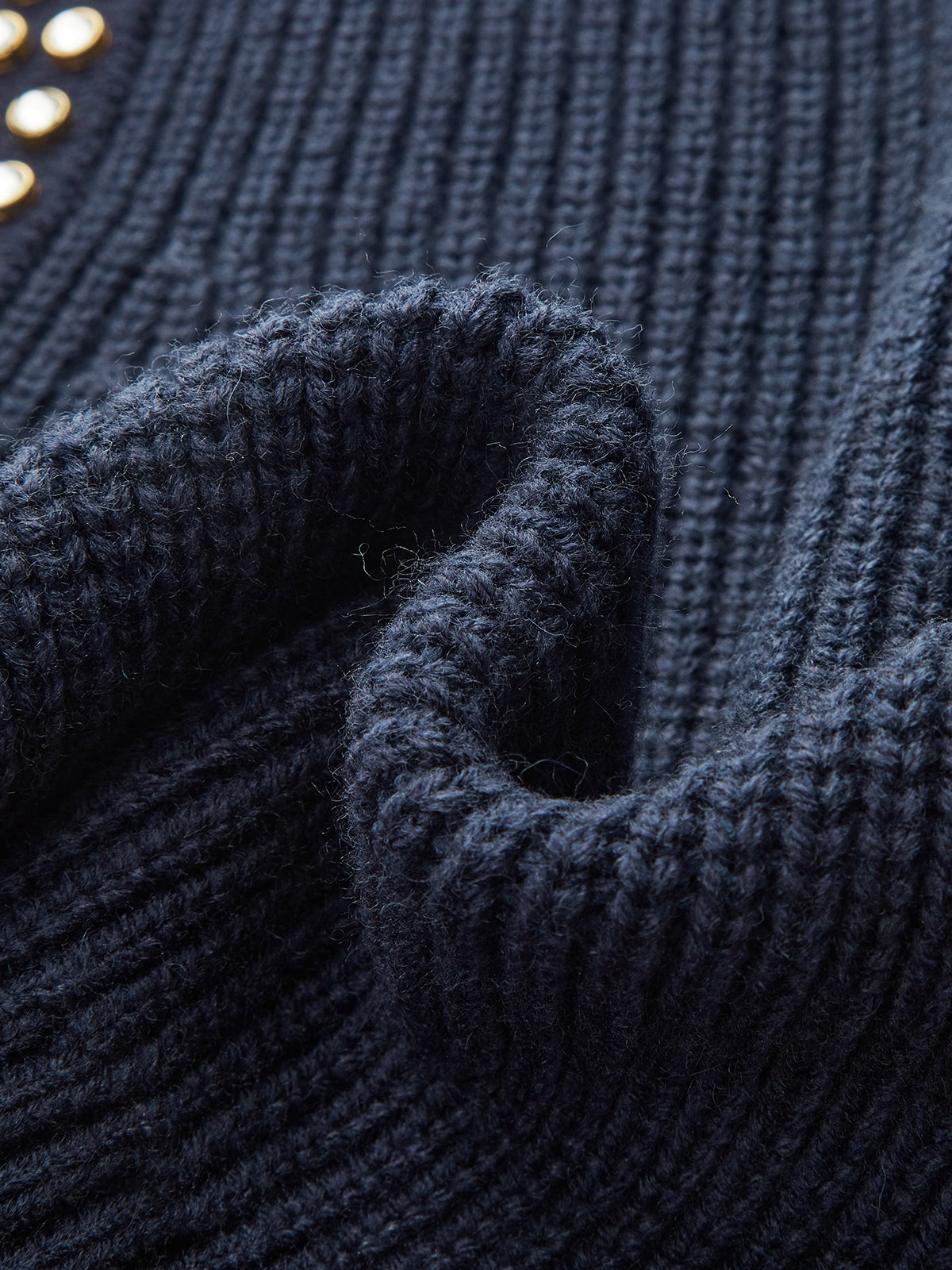 Çıktılı Yaka Yün Karışımlı V Yaka Kazak Lacivert