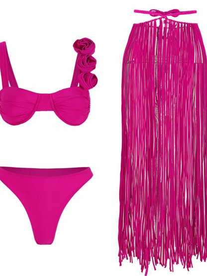 Bryslen Püsküllü Bikini Üç Parça Set
