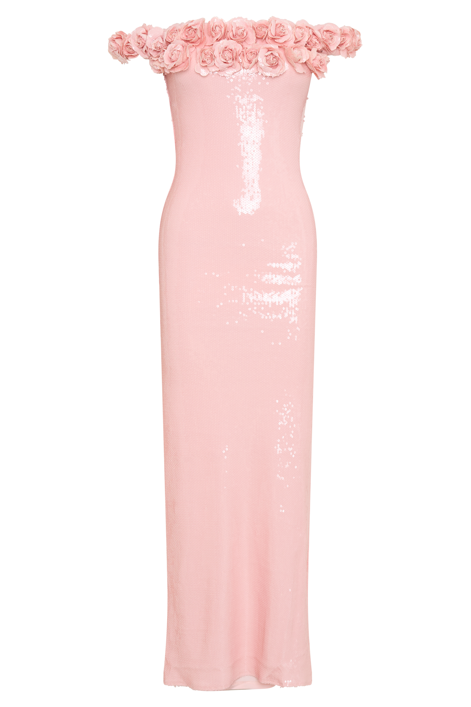 Carrie Pullu Gül Uzun Elbise - Soluk Pembe