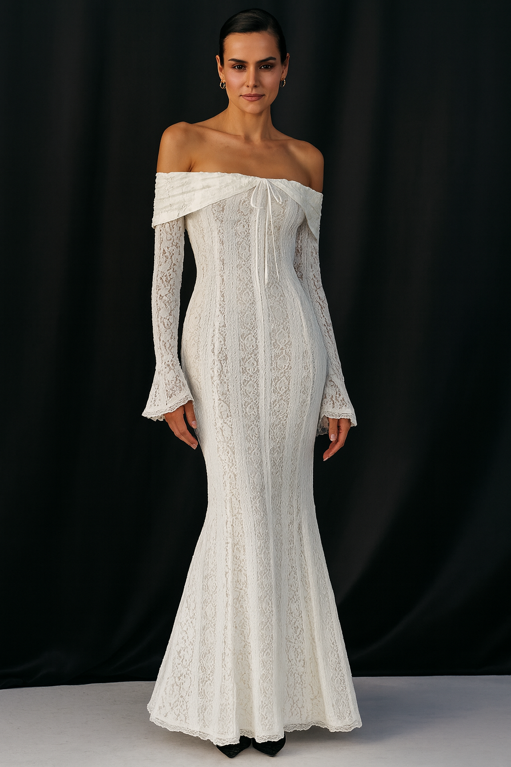 Dantel Detaylı Maxi Abiye Elbise