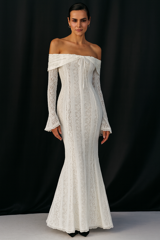 Dantel Detaylı Maxi Abiye Elbise