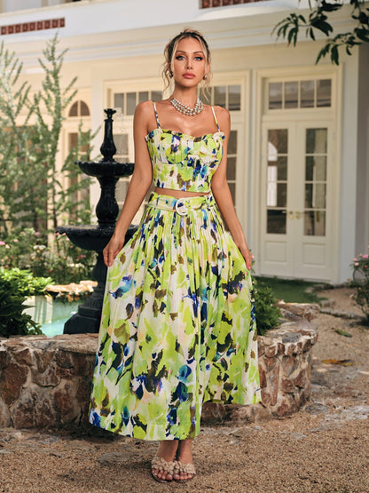 Daeltox Baskılı Fırfırlı Etek Takımı