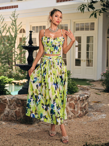 Daeltox Baskılı Fırfırlı Etek Takımı