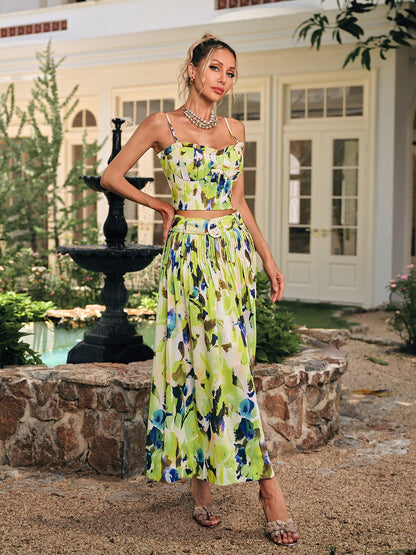 Daeltox Baskılı Fırfırlı Etek Takımı