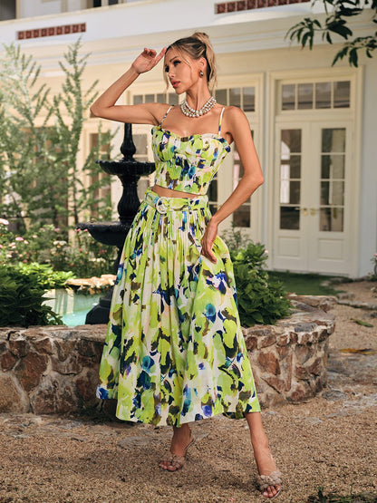 Daeltox Baskılı Fırfırlı Etek Takımı