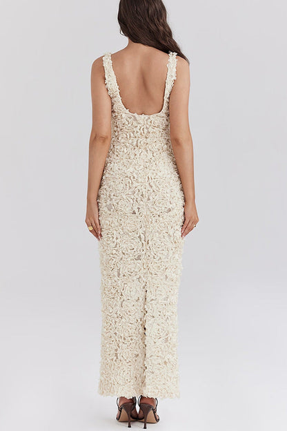 Lyra | Çiçek Desenli Sırtı Açık Uzun Elbise