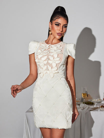 Ephigenie Çiçek İnci Mini Elbise