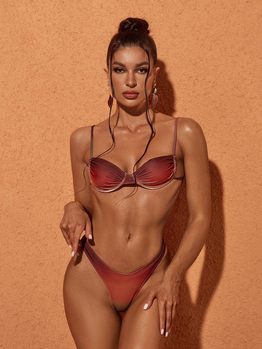 Eva Ombre Ombre Bikini İki Parça Takım Kahve