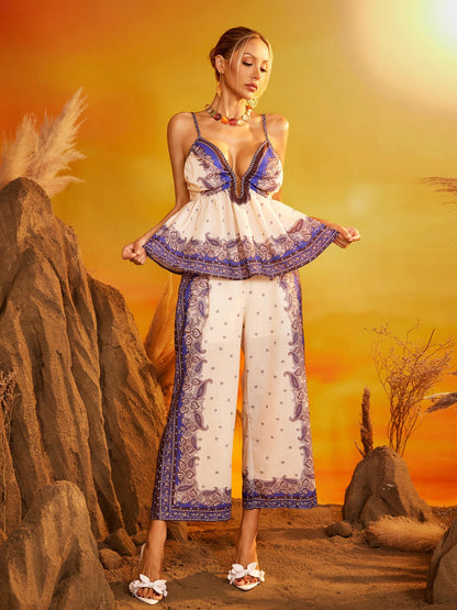 Ezmir Spagetti Baskılı Payet Takım