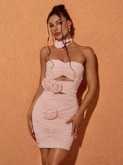 Inara Askısız Ağ Kesim Mini Elbise Kadife Tavsiyesi