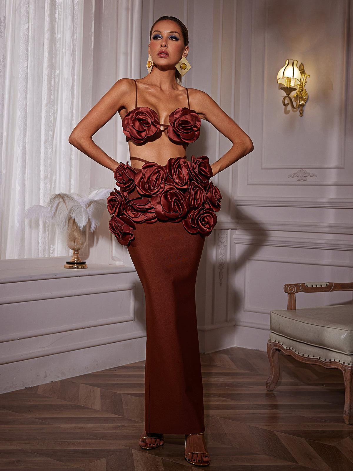 Irma Çiçekli Fırfırlı Etek Takımı