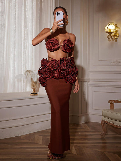 Irma Çiçekli Fırfırlı Etek Takımı