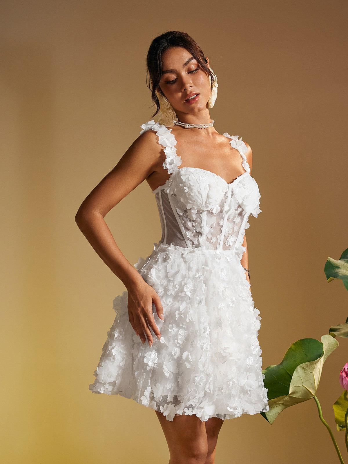 Magni Spaghetti Çiçek Mini Elbise