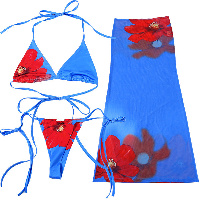 Nivard Çiçekli Bikini Üç Parçalı Takım