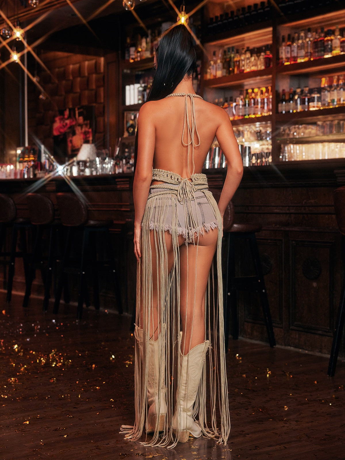 Nyxalith Halterneck Püsküllü Kapatıcı Etek Takımı